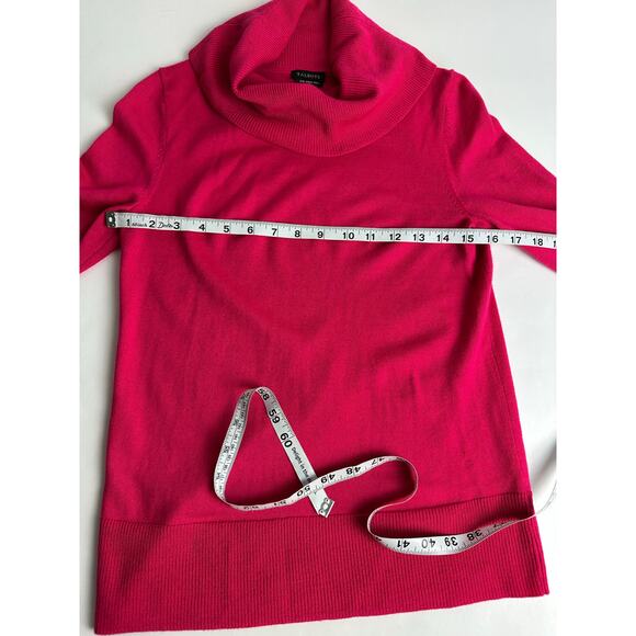 Talbots Size Small Merino Wool Soft Cowl Neck Sweater Hot Pink Button Cuffs - Picture 6 of 9